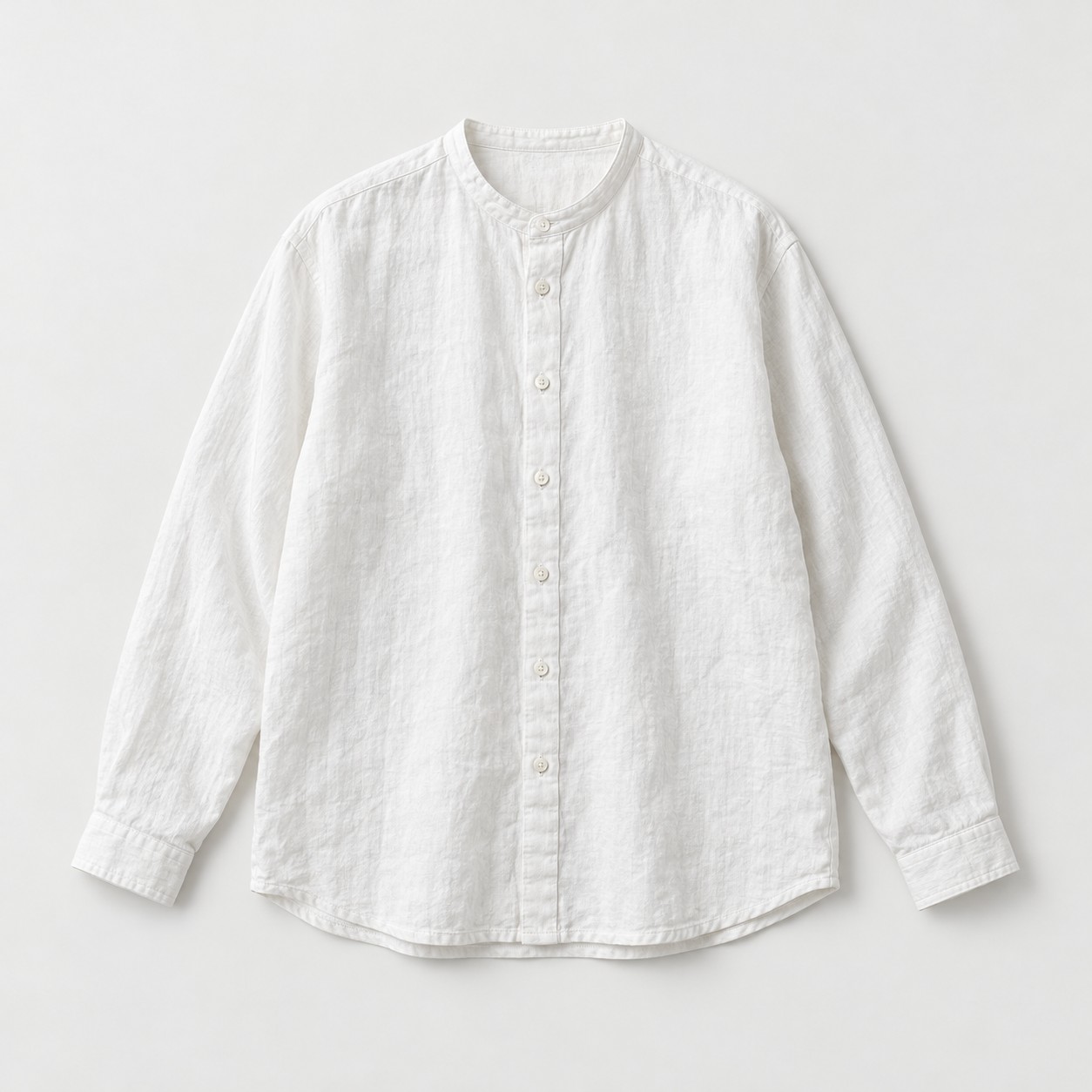 Haku Collarless Shirt, Soft white