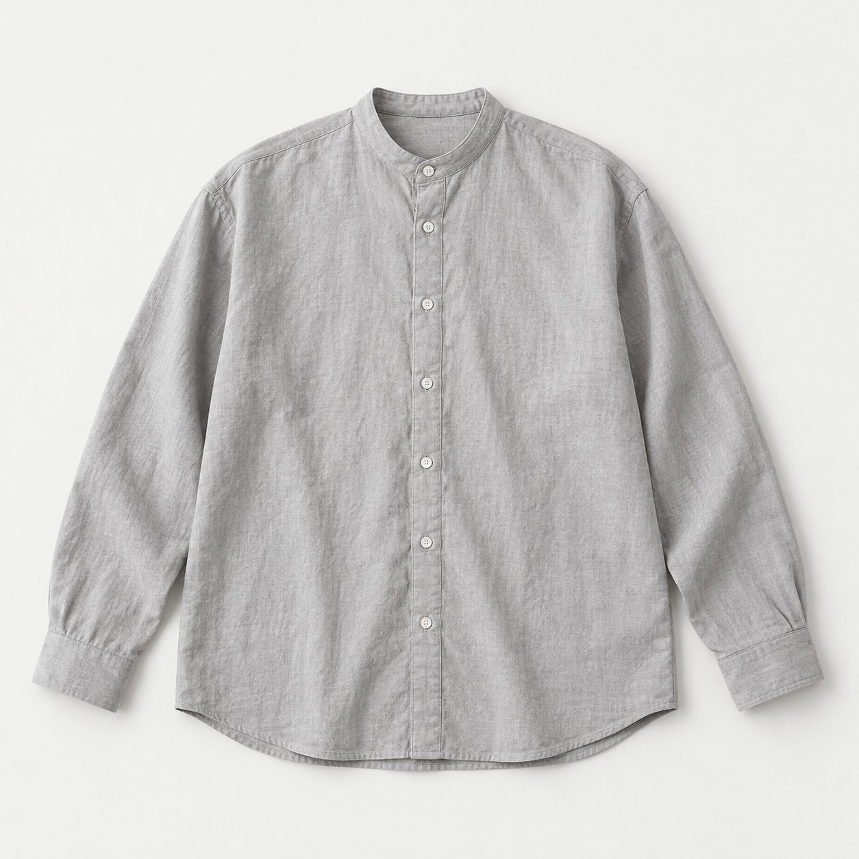 Kiri Stand-Collar Shirt, Mist gray